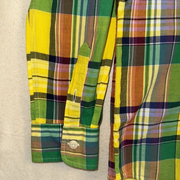 Polo Ralph Lauren Long Sleeve Oxford Cotton Shirt Mens Size XL Plaid EUC Yellow - Picture 2 of 9